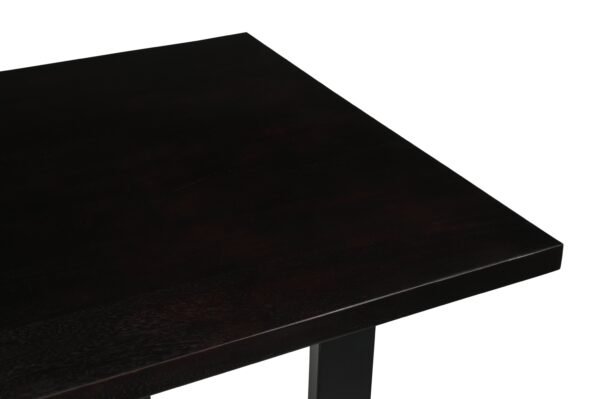 Solid Dark Walnut Mango Wood Arlington 1.6M Dining Table with Faux Leather Suede Brown Renzo Chairs Set - Image 4