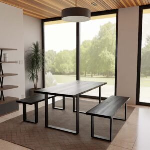 Solid Dark Walnut Mango Wood Arlington 1.6M Dining Table with Matching Arlington Dining Bench Set