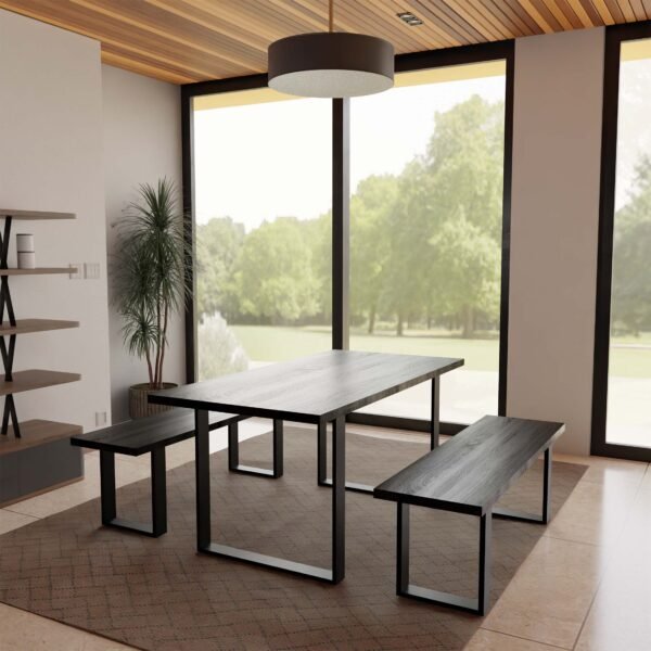 Solid Dark Walnut Mango Wood Arlington 1.6M Dining Table with Matching Arlington Dining Bench Set