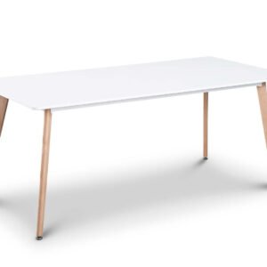Atherton White MDF 1.8M Modern Scandinavian Dining Table with 4 Arturo Modern Scandinavian Dining Chairs Set