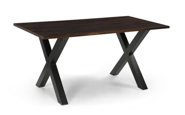 Solid Mango Wood Dark Walnut Bronx 1.6M Dining Table with 4 Faux Leather Suede Fiorelli Dining Chairs Set - Image 2