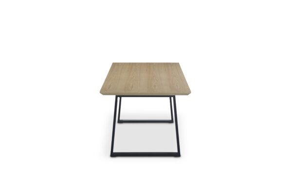 Real Wood Veneer Light Oak Ethan 1.8M Dining Table with 6 Faux Leather Light Tan Elmo Chairs Set - Image 2