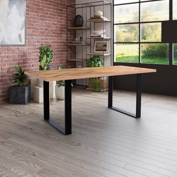 Solid Mango Wood Franklin 1.6M Dining Table with Metal Legs - Image 2