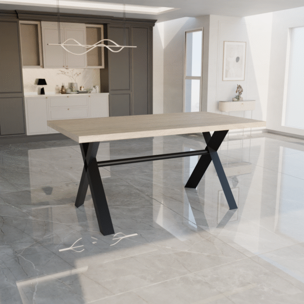 Real Wood Veneer Jayden 1.6M Dining Table with Metal Legs - Image 2