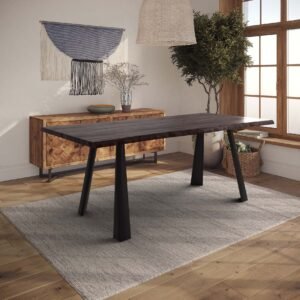 Real Wood Veneer Logan 1.8M Dining Table with Metal Legs