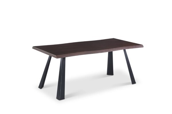 Real Wood Veneer Dark Walnut Logan 1.8M Dining Table with 6 Faux Leather Light Tan Elmo Chairs Set - Image 2