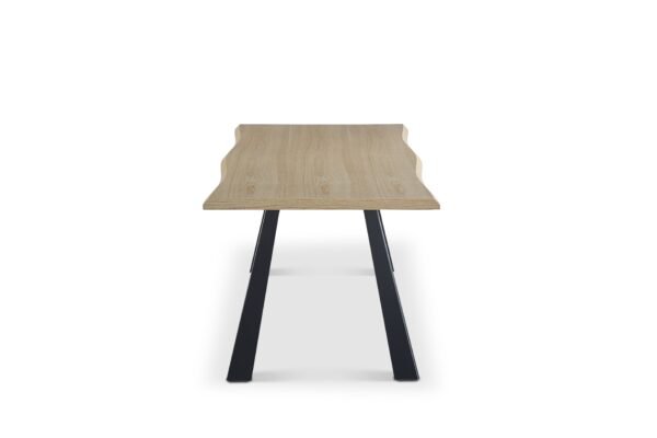 Real Wood Veneer Light Oak Logan 1.8M Dining Table with 6 Faux Leather Light Tan Elmo Chairs Set - Image 3