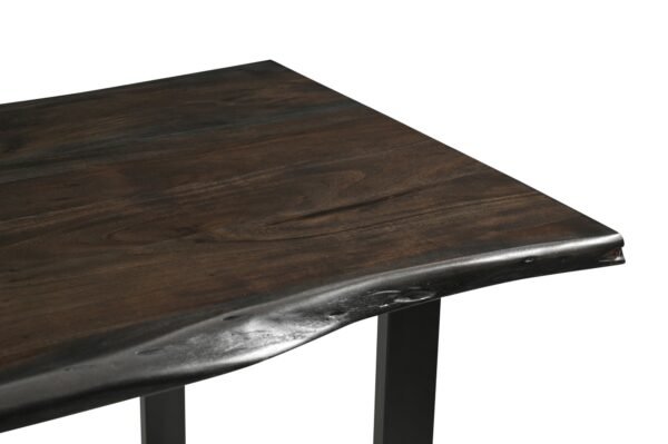 Solid Acacia Grey Wood Manhattan 1.6M Dining Table with Faux Leather Light Tan Emilio Chairs Set - Image 5