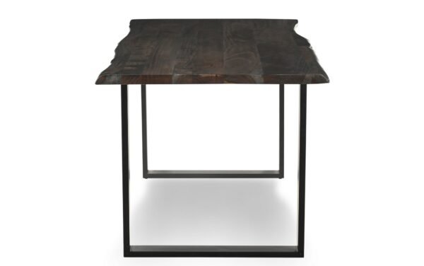 Solid Acacia Grey Wood Manhattan 1.6M Dining Table with Faux Leather Light Tan Emilio Chairs Set - Image 4