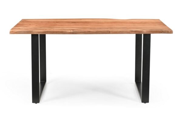 Solid Acacia Natural Wood Manhattan 1.6M Dining Table with Faux Leather Emilio Chairs Set - Image 4