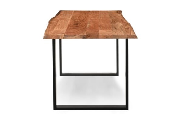 Solid Acacia Natural Wood Manhattan 1.6M Dining Table with Faux Leather Light Tan Elmo Chairs Set - Image 4
