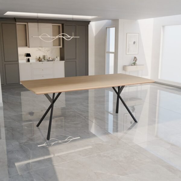 Real Wood Veneer Berkeley 2M Dining Table with Metal Legs - Image 10
