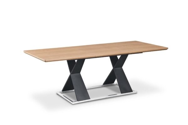 Real Wood Veneer Francisville 1.6M/2.2M Extendable Dining Table with Metal Legs - Image 13