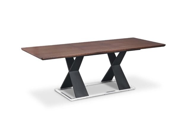Real Wood Veneer Francisville 1.6M/2.2M Extendable Dining Table with Metal Legs - Image 3