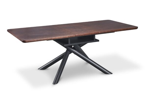 Real Wood Veneer Galena 1.6M/2M Extendable Dining Table with Metal Legs - Image 3