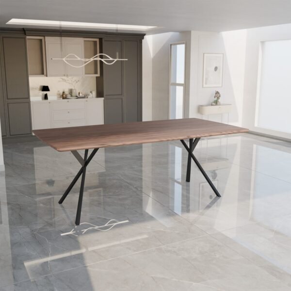 Real Wood Veneer Berkeley 2M Dining Table with Metal Legs - Image 6