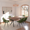 Real Wood Veneer Light Walnut Berkeley 2M Dining Table with Velvet Brando Chairs Dining Set