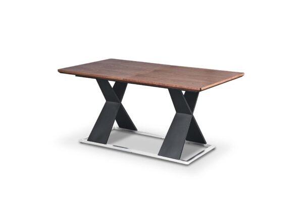 Real Wood Veneer Francisville 1.6M/2.2M Extendable Dining Table with Metal Legs - Image 6