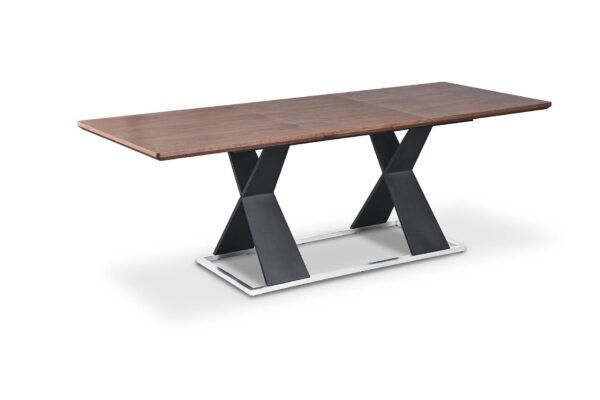 Real Wood Veneer Francisville 1.6M/2.2M Extendable Dining Table with Metal Legs - Image 8