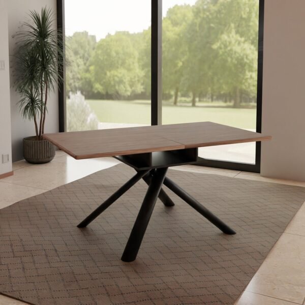 Real Wood Veneer Galena 1.6M/2M Extendable Dining Table with Metal Legs - Image 7