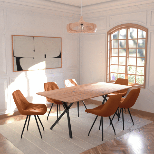 Real Neutral Wood Veneer Berkeley 2M Dining Table with Velvet Brando Chairs Dining Set - Image 19