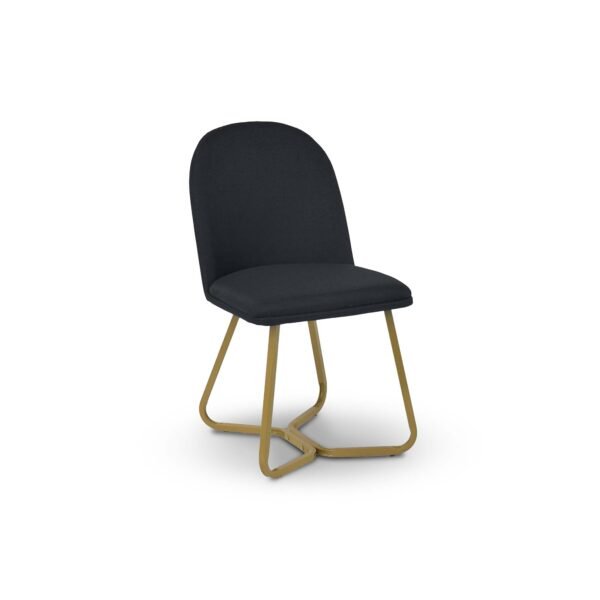 Black Wood Veneer Savannah Dining Table with 6 Black Fabric Savannah Dining Chairs Gold Chrome Legs - Image 5