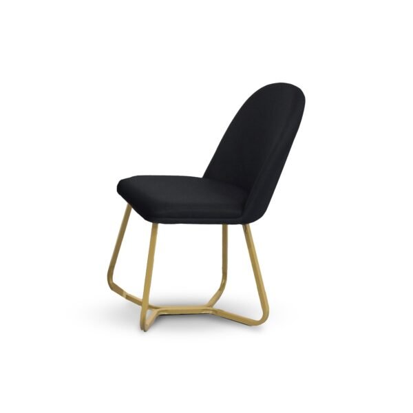 Black Wood Veneer Savannah Dining Table with 6 Black Fabric Savannah Dining Chairs Gold Chrome Legs - Image 6