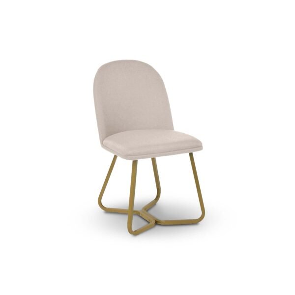 Black Wood Veneer Savannah Dining Table with 6 Cream Fabric Savannah Dining Chairs Gold Chrome Legs - Image 5