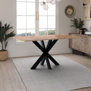 Solid Mango Wood Hudson 1.6M Dining Table with Metal Legs