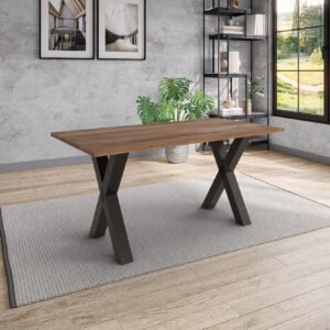 Solid Mango Wood Brooklyn 1.6M Dining Table with Metal Legs