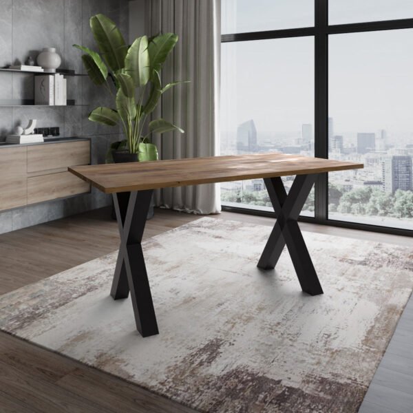 Solid Mango Wood Bronx 1.6M Dining Table with Metal Legs - Image 3
