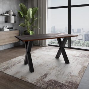 Solid Mango Wood Bronx 1.6M Dining Table with Metal Legs