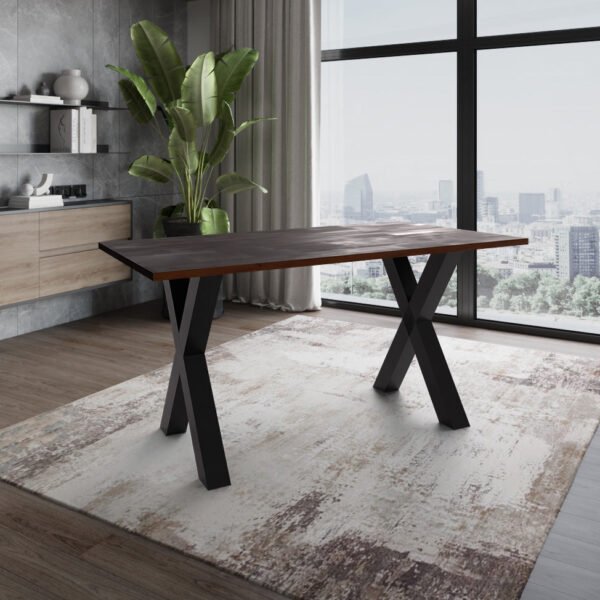 Solid Mango Wood Bronx 1.6M Dining Table with Metal Legs