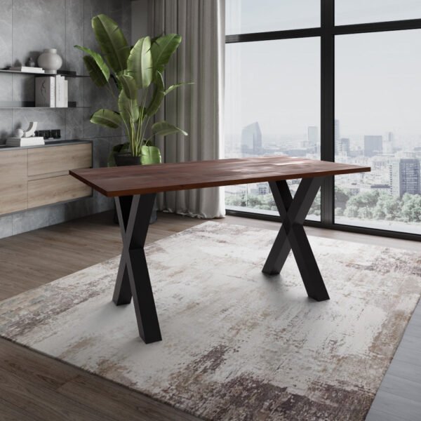 Solid Mango Wood Bronx 1.6M Dining Table with Metal Legs - Image 2